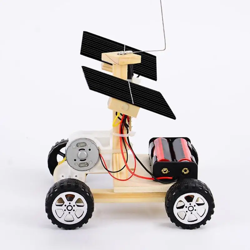 Assembly RC Toys DIY Mini Wooden Car Wireless Remote Control Vehicle Model DIY Solar Car Kids Toy Science Educational Toy