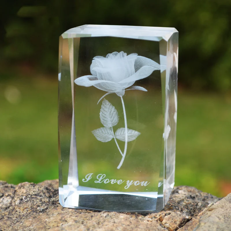 3D Laser Engraving Optical Glass Blank Crystal Paperweight Cube For Business Gifts