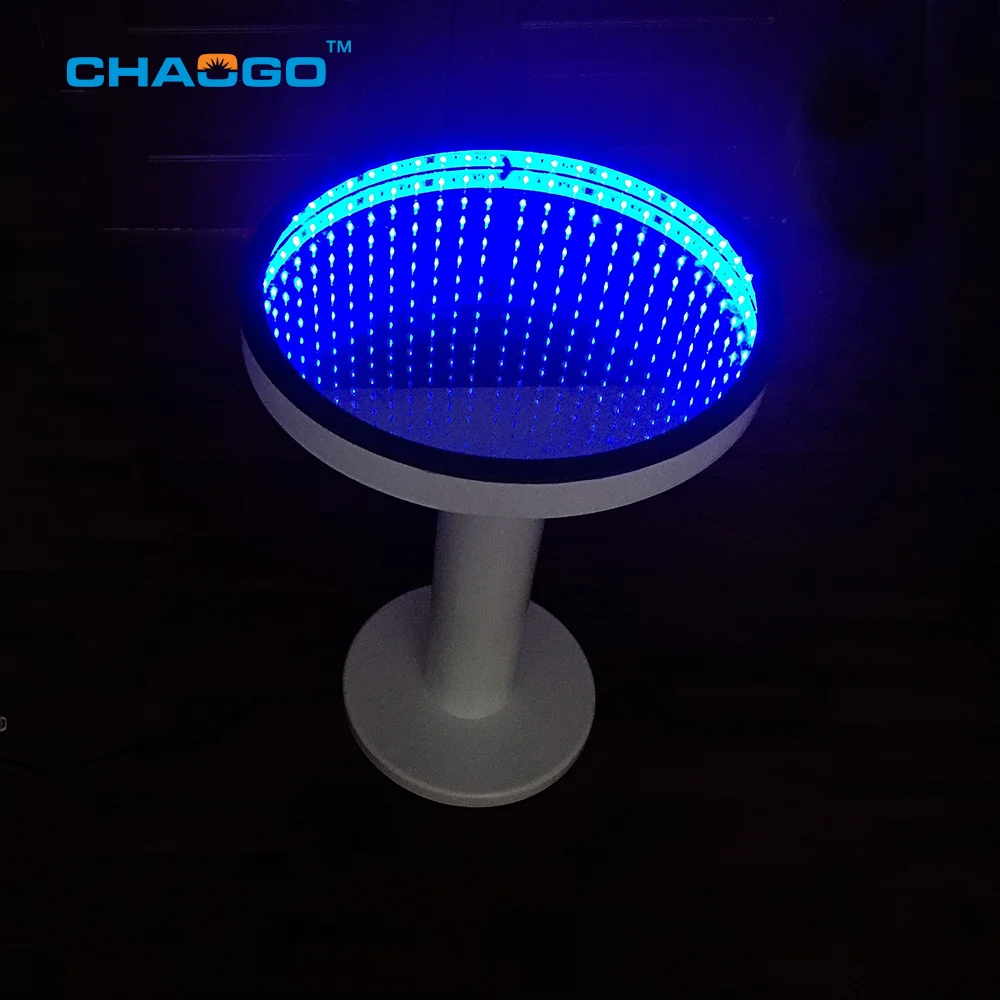 tempered glass bar table light up illuminated mirror infinity led 3d coffee table