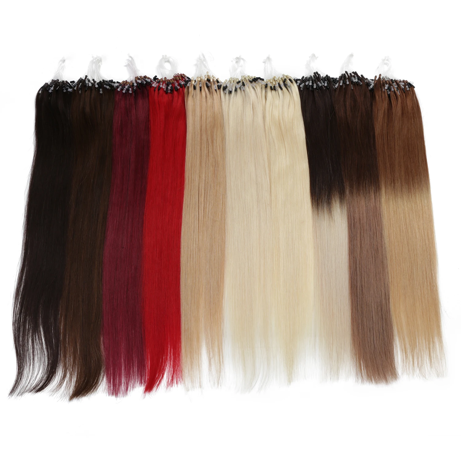 
K.SWIGS Loops Micro Ring Beads Human Hair Extensions 1g/s Silky Straight Human Hair 