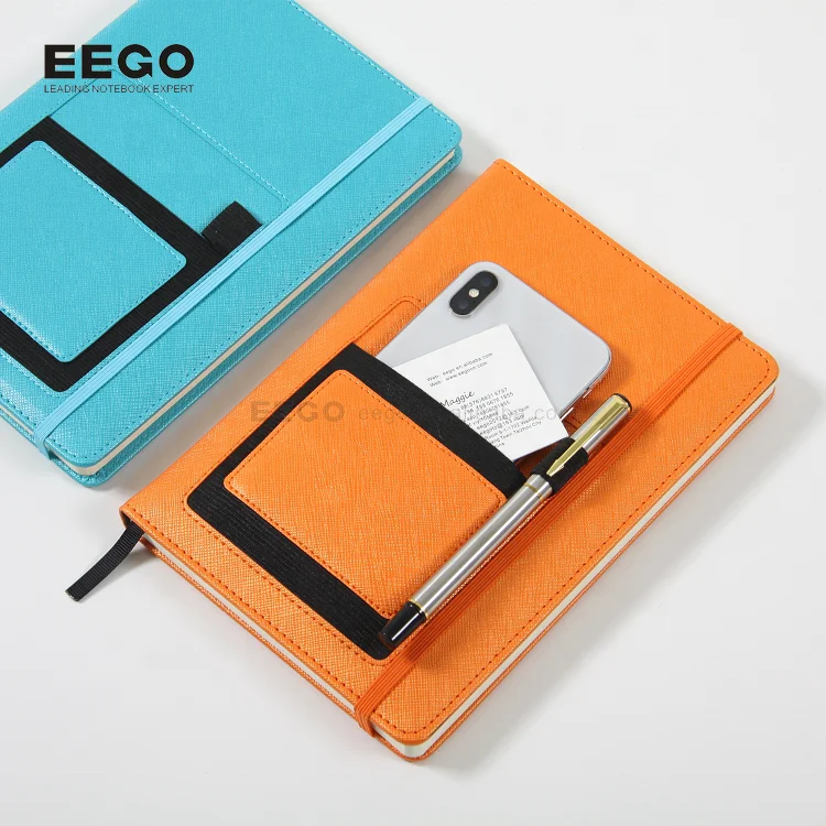 2024 Custom Logo Orange Blue Office Stationery Business luxury Leather Notebook Gift Set with pen
