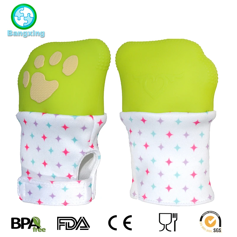 Оптовый заказ Мягких mitt силиконовая перчатка Прорезыватель ребенка при прорезывании зубов варежки