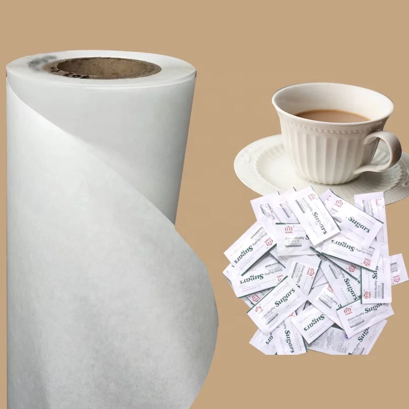 
40gsm (30gsm paper +10gsm pe)food grade waterproof MG white pe coated kraft paper heat -sealable for making sugar packet 