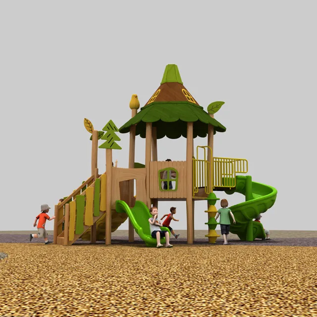 Outdoor Amusement Park Physical Series Play Game With Wooden Playhouse For Children