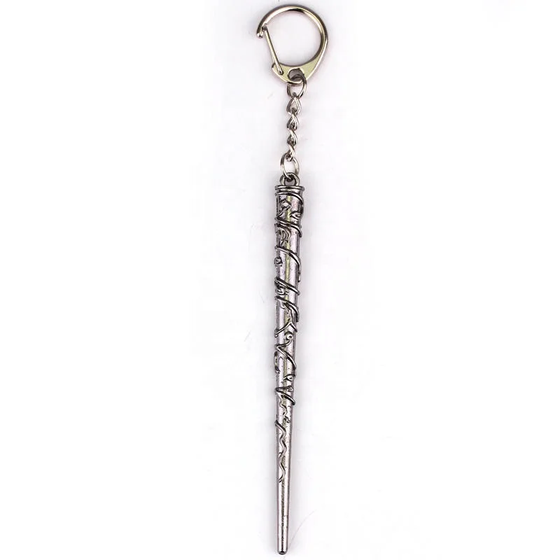 Hot Selling Metal Keychains Custom Magic Wand Keychain Stick Mace 3D Zinc Alloy Antique Keyring Same Kind of Famous Movie Weapon