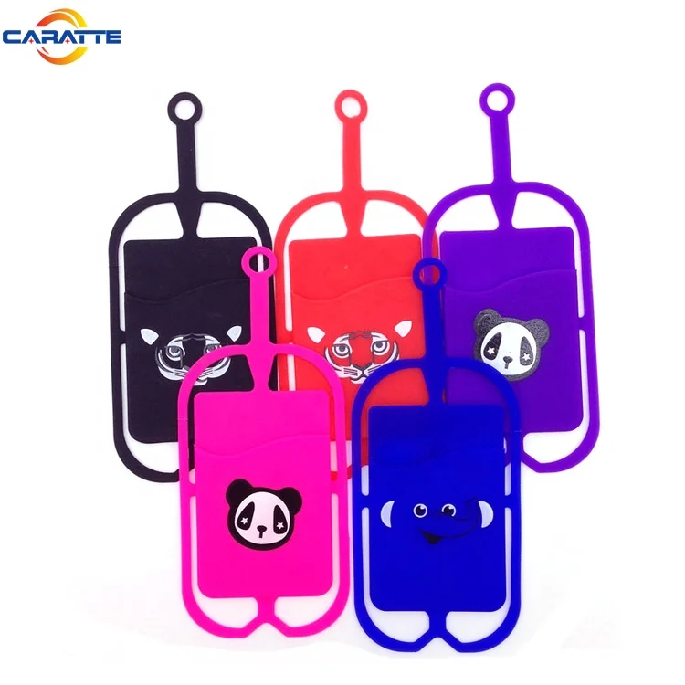 Guangdong elastic silicone rubber lanyard cell phone holder with card holder