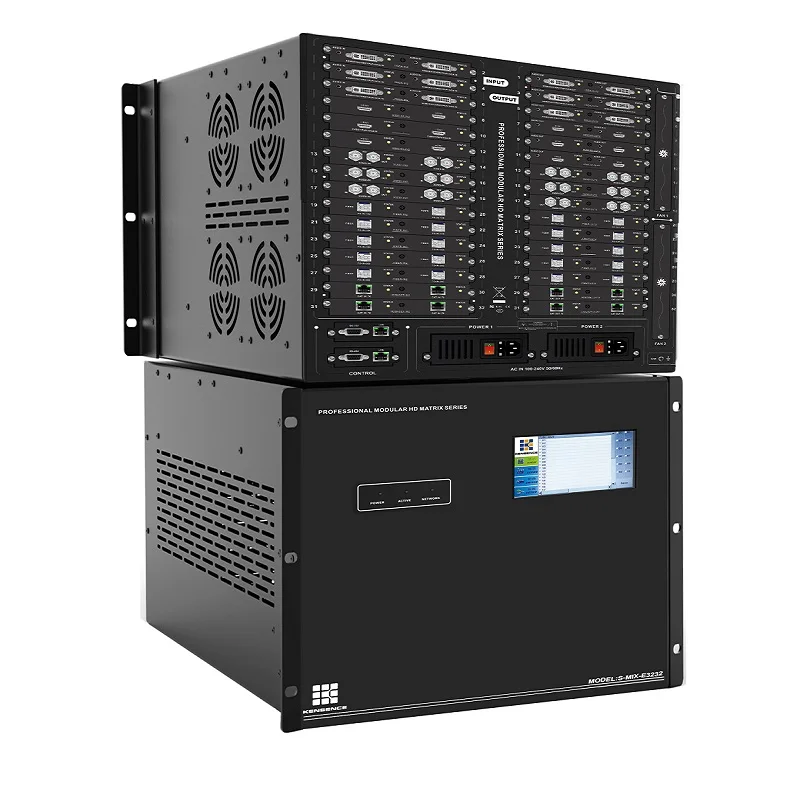 cctv av matrix switcher 18x18 modular video matrix switcher support seamless EDID 4K dual power dual control backup