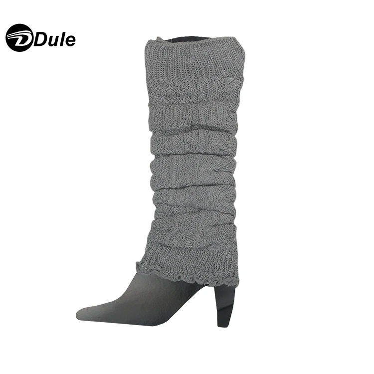 Женские зимние гетры однотонные вязаные крючком кружевные Обрезанные вязаные носки
