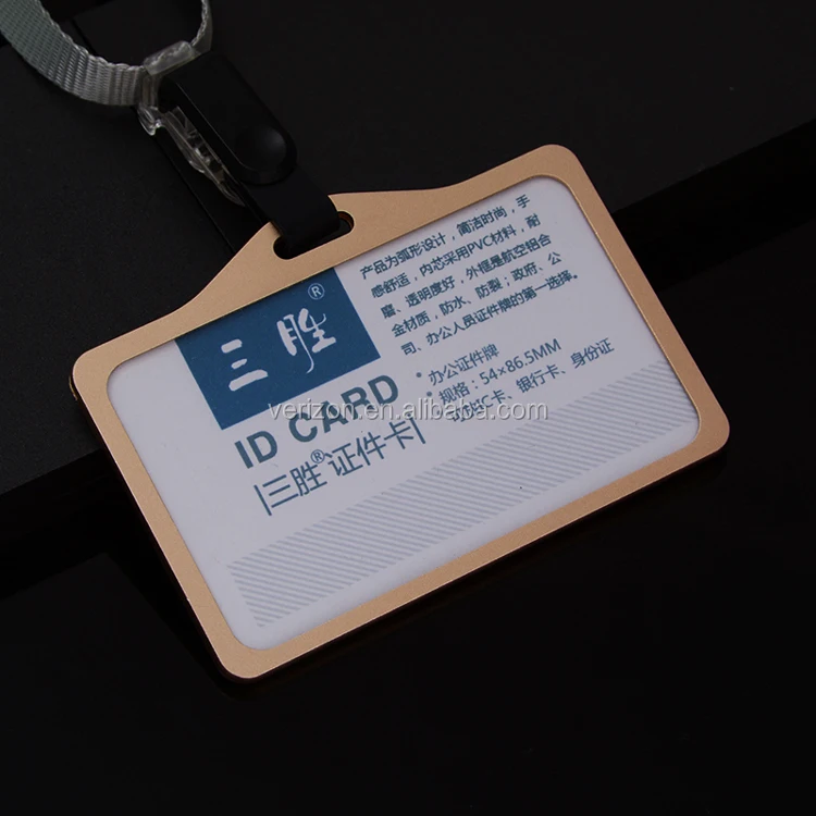 Genuine aluminium alloy ID Card Holder Vertical Strap Lanyard for Retractable Badge