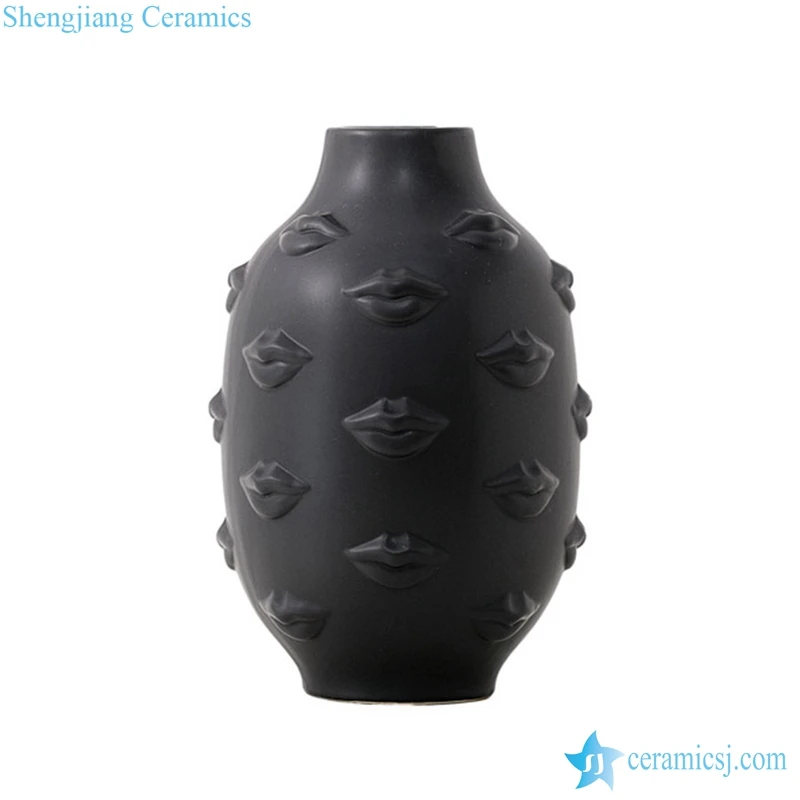 RZLK26-A B рот дизайн матовая черная и белая керамическая ваза