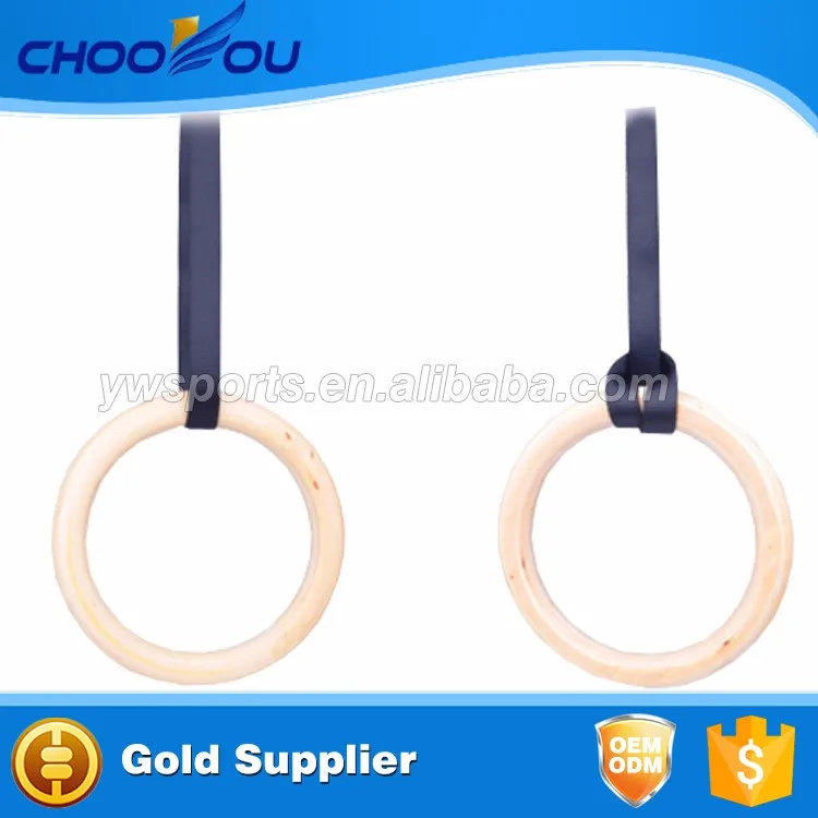 2021 Custom Printed Wood Yoga Ring Fitness Exercise Gym Rings With Safe Straps