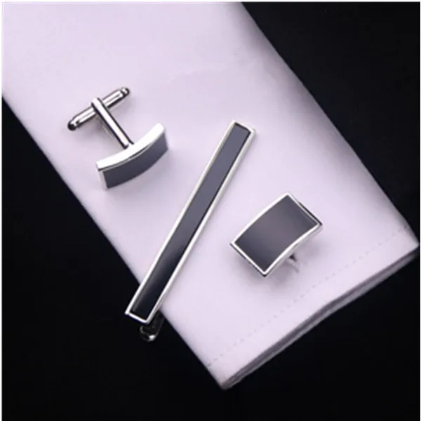 gold plated logo tie clips tie bars tie pins withe black gem cufflinks