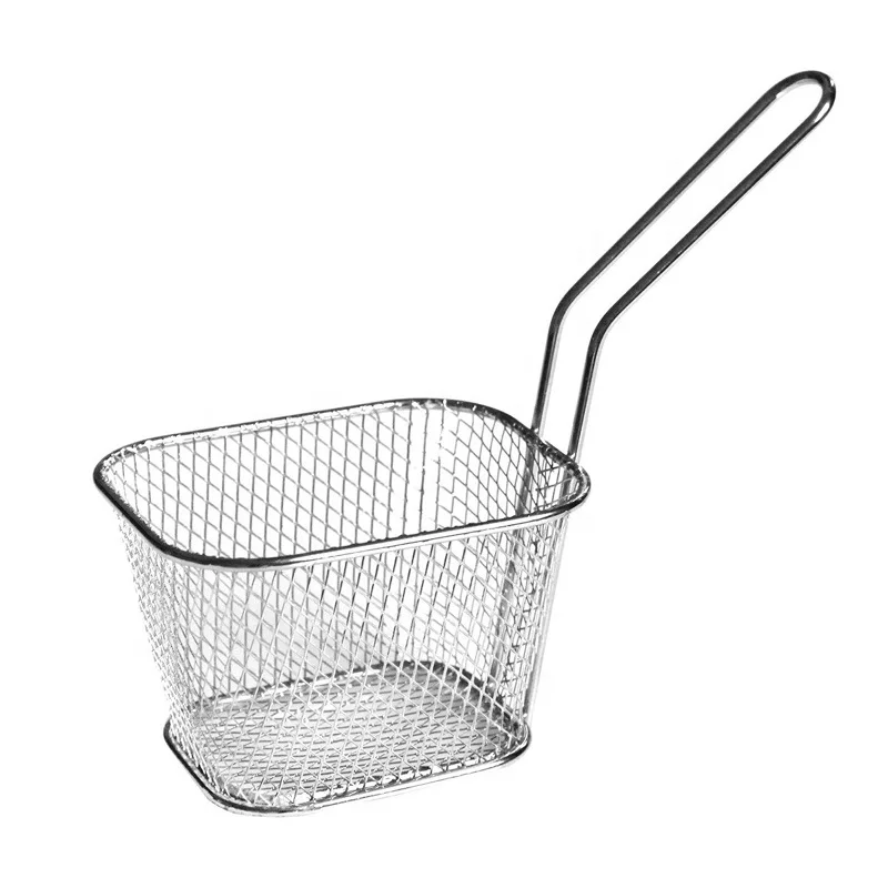 
Food Presentation silver Mini French Fry Serving Baskets and Cones Square Fryer Basket Present Fried Chip Food, Table Serving Mini Fry Basket