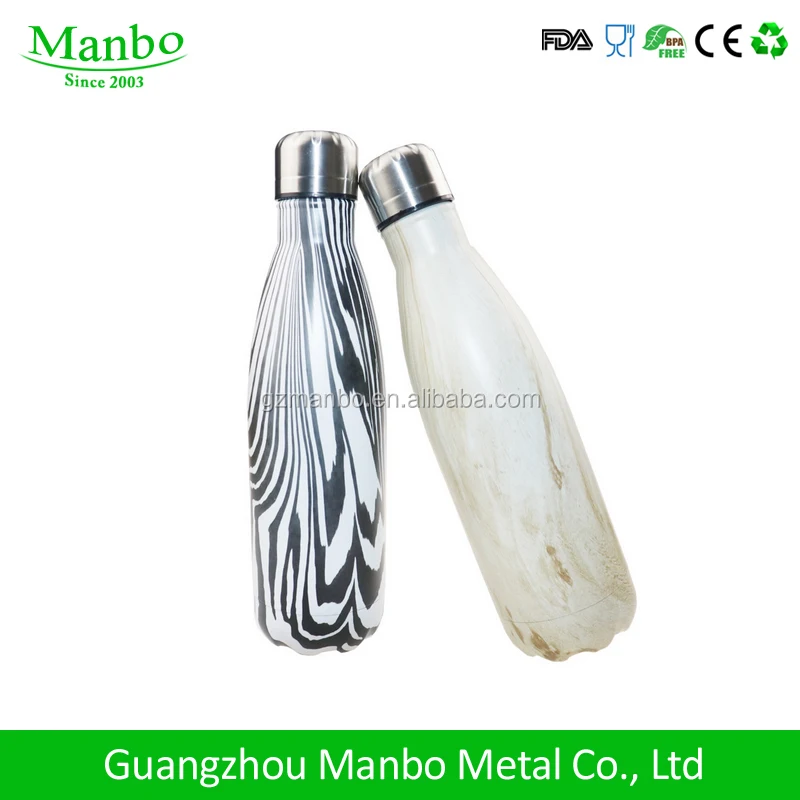 17oz Outdoor Double Wall Stainless Steel Vacuum Insulated Thermo Flask Wood Grain Water Bottle