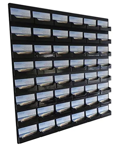 8 Pocket Wall Mount Business Card Holder Rack Black Acrylic