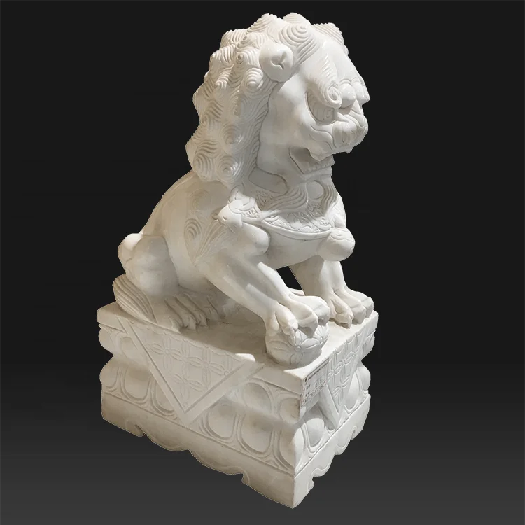 Outdoor garden white indoor statue stone life size lion sculpture for sale