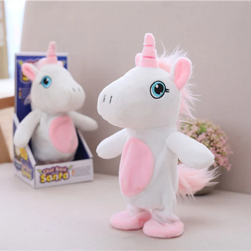 Electric Creative Kawaii Unicorn Walking& learning Talking Stuffed Animal Horse Toy Sound Record Plush Unicorn Gift for kids