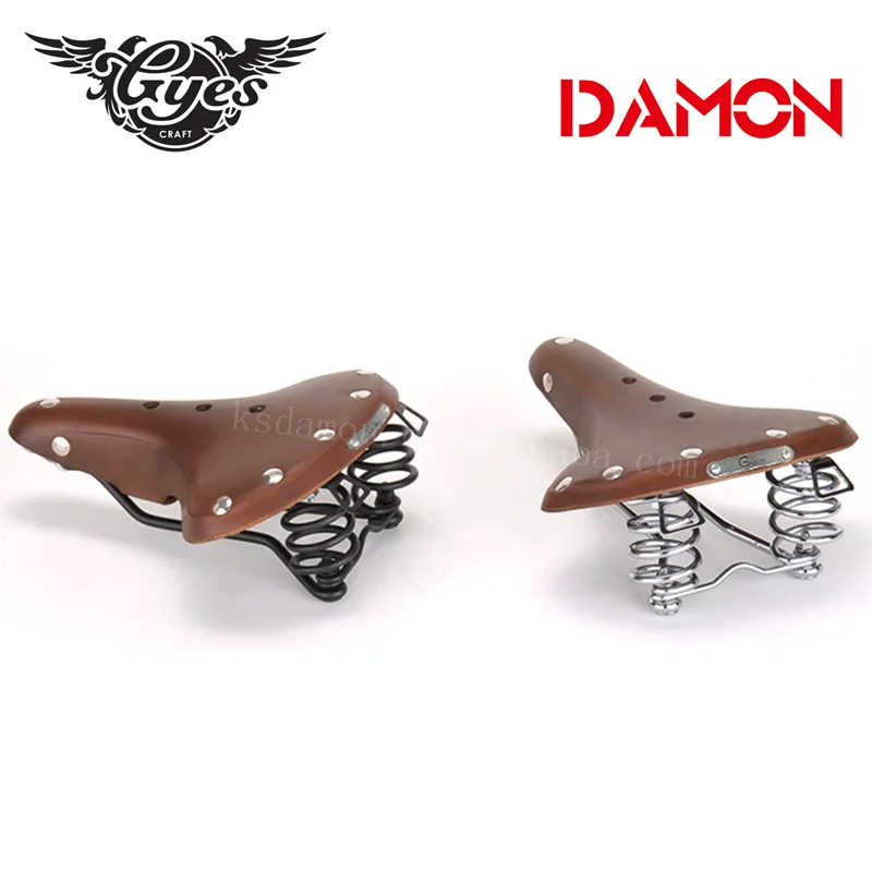 Gyes GS-07S Cow Leather Retro Riveted Road Bike Saddle
