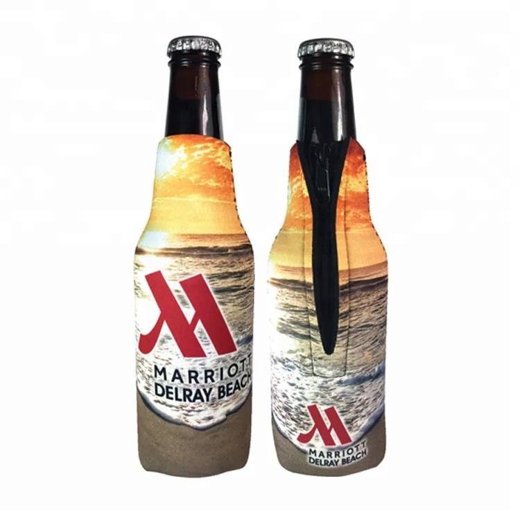 fashionable neoprene bottle cooler with zipper