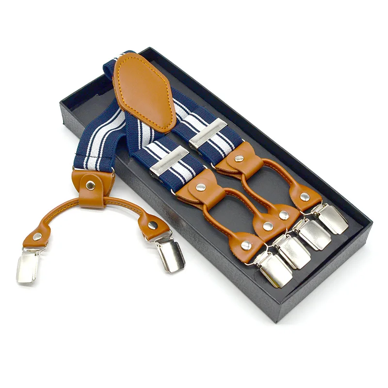 factory 4 clips  Classical Adjustable Jacquard  Elastic Y Back Men Suspender  adult  elastic braces  for Trousers