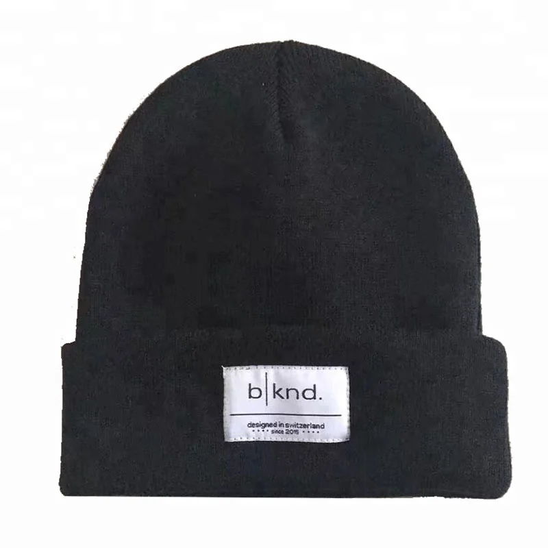 Wholesale Plain Knit Long Custom Label Blank Black Beanie