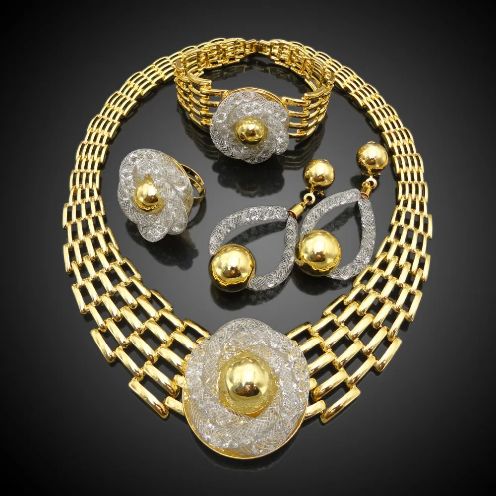 2017 fashion dubai gold jewelry Sets big costume jewelry sets FHK2349