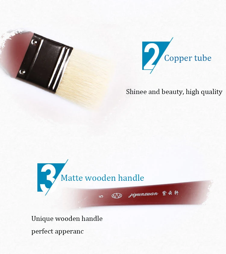 
Hot Sale Paint Brush Set High Quality Hog Mane Flat Brush Professional Oil Painting Brush 