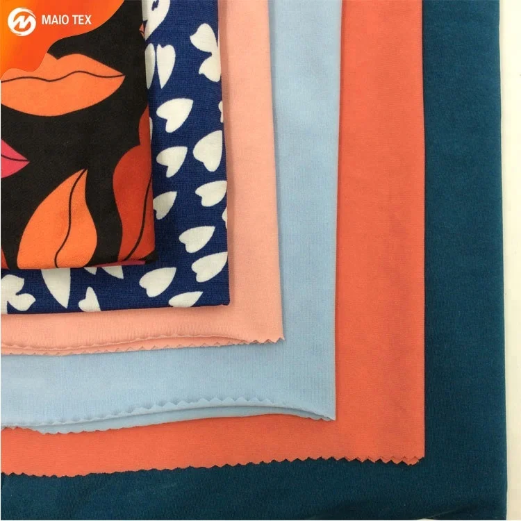 
50D single jersey knit 100%polyester lycra knitting print ITY fabric for dress 