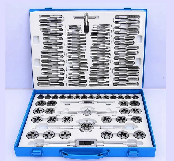 High quality 110 Pieces Big Metal Case Package Tool Kit Hand Threading Tools Tap and Die Set