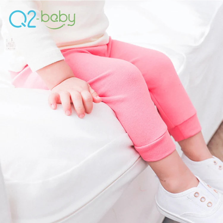 
Q2-baby Solid Colored Infants Long Leggings Plain Cotton Baby Girl Clothes Pants 