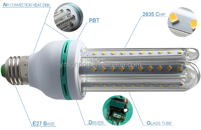 
Plastic 3U 4U CFL b22 12W Energy Saving LED Corn Bulb 