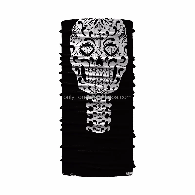 2017 Hot Sale 100% Polyester Microfiber New Design Custom Multifunction Seamless Skull Mask Bandana