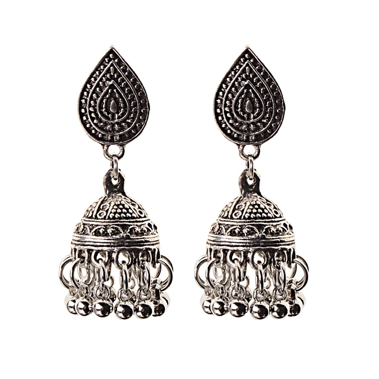 Wholesale Alloy Waterdrop Earring Silver Plated Jewelry Fashion  Indian Earrings jhumka  for Women