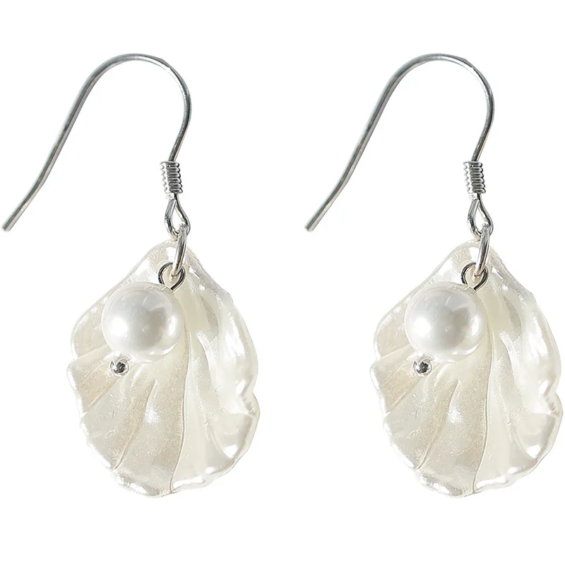 Romantic hook drop mother of pearl shell earrings for girls