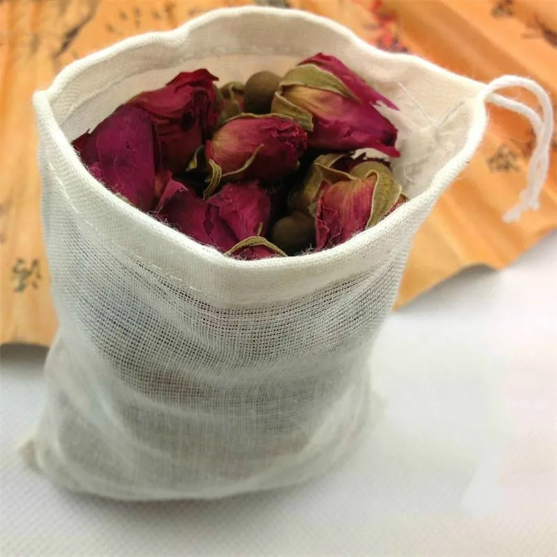 Natural organic cotton empty tea bag or coffee brew bag