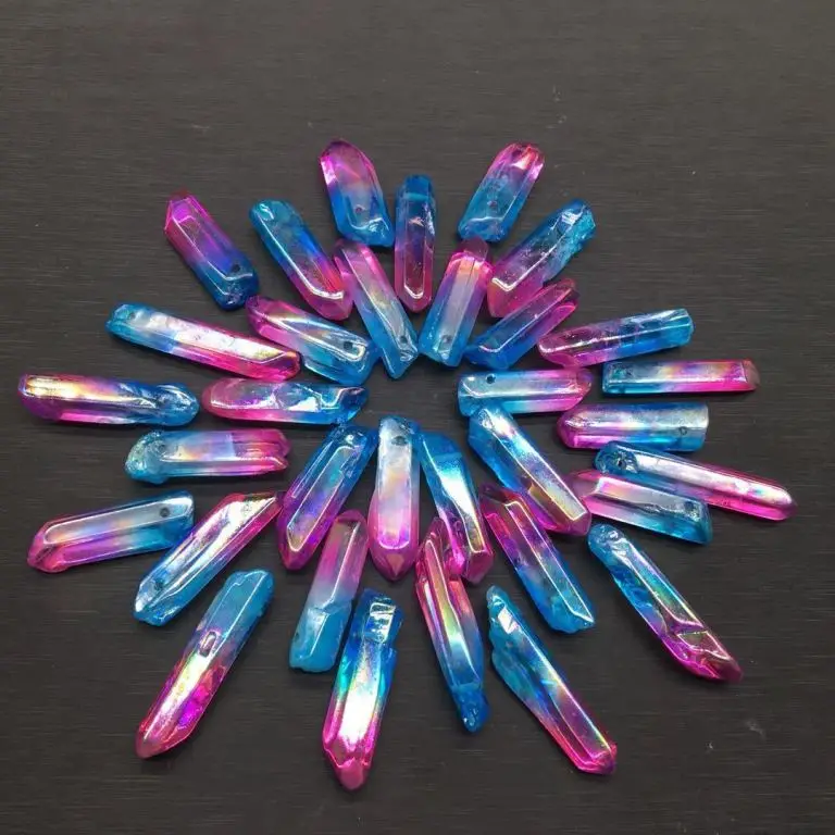 Natural High Quality Angel Aura Crystal Wand Blue Pink crystal points