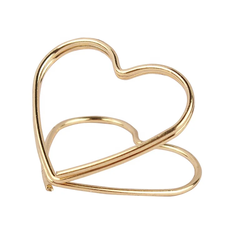 Wedding Supplies Creative Steel Wire Metal Heart Shape Wedding Card Table Numbers Holder Gold