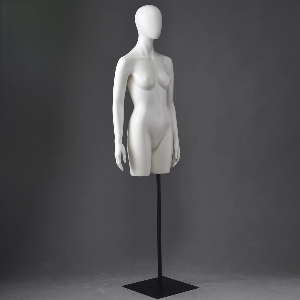 Abstract face beautiful curvy half upper body fiberglass dummy egghead petite female mannequin