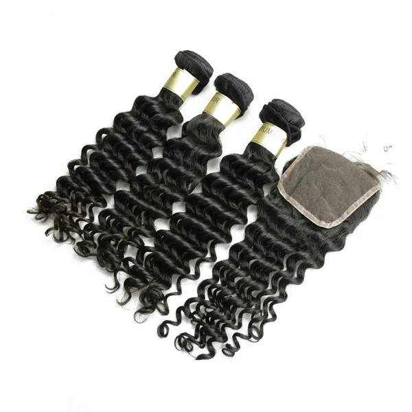  Бесплатная доставка оптовая продажа бразильские натуральные пучки волос с кружевной застежкой