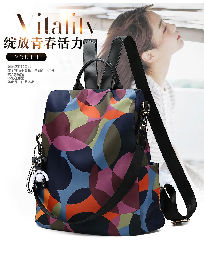 
Waterproof Oxford PU Leather Backpack for Women School Bag for Girls 