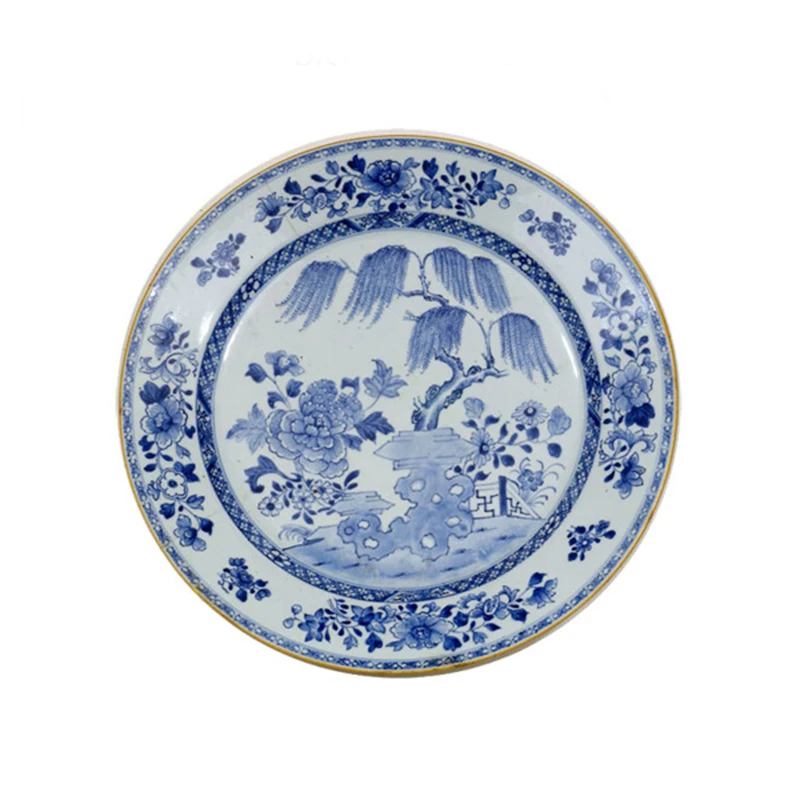 Chinese Ceramic White and Blue Dish Antique China Plate Dinner Dinnerware