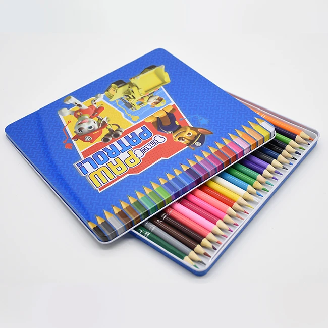 High Quality  Professional Rainbow Color wood Pencils In Iron Box