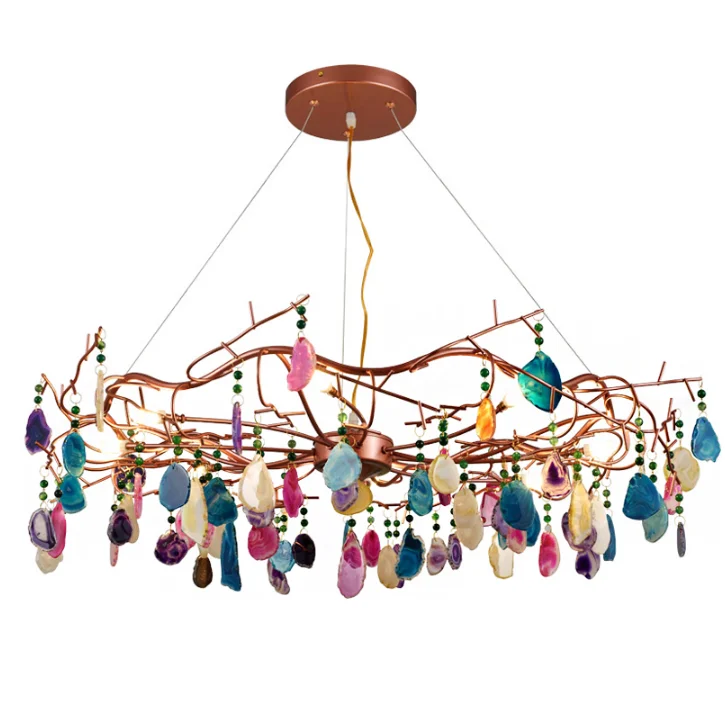 Indoor New design Colored agate stone contemporary home decor chandeliers lighting