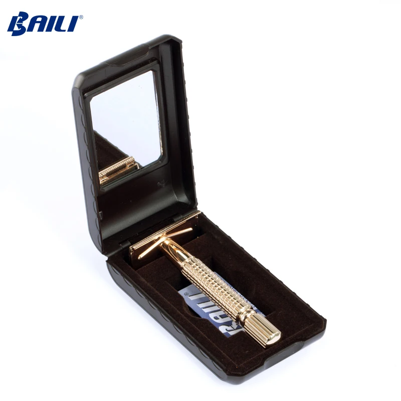 Eco friendly razor set rose gold double edge blade safety razor for men shaving