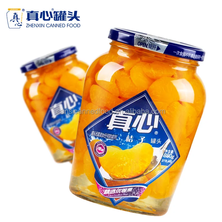 canned orange fruit segment in light syrup packed in jars / tins