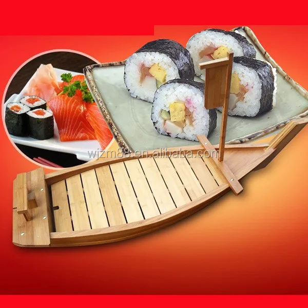 Japanese style wooden sushi boats serving tray wholesale