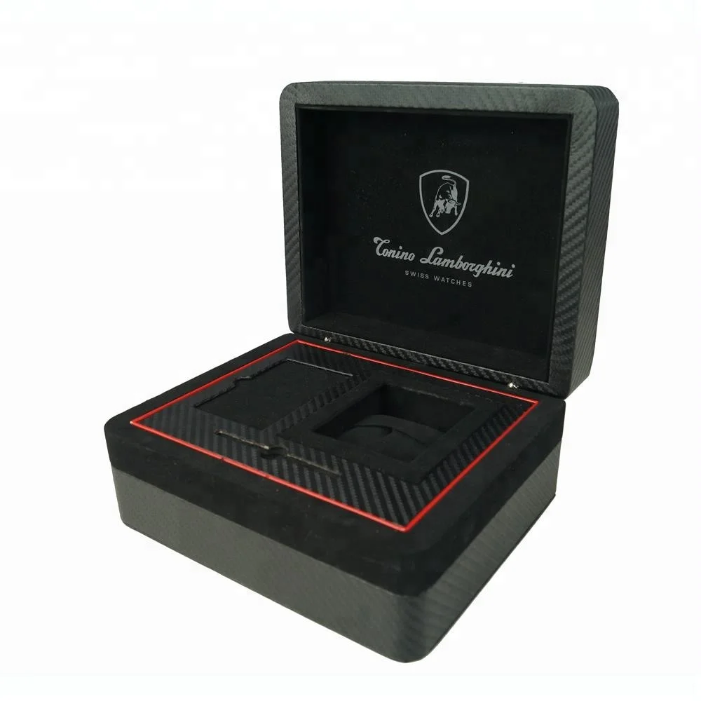 Деревянная коробка для наручных часов из углеродного волокна с логотипом на заказ оптом