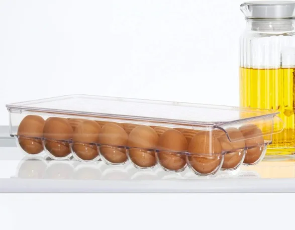 ZNF00022 Clear Stackable 21 Eggs Tray Refrigerator Storage Container Covered Egg Holder