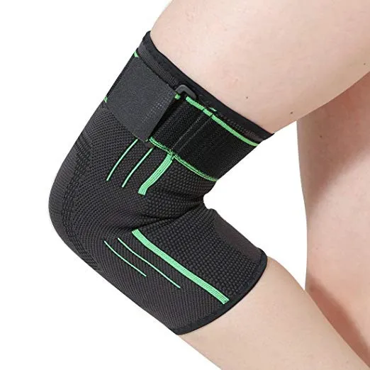 Custom Breathable Powerful compression knee brace sleeve anti-slip strip knitted knee brace for sport protect
