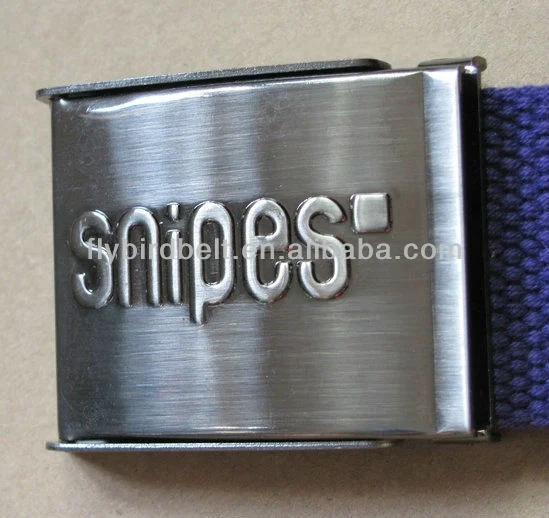 38mm embossed Fashion popular Customized Logo Firm Durable Fabric Cotton Web Canvas belt with open close buckle